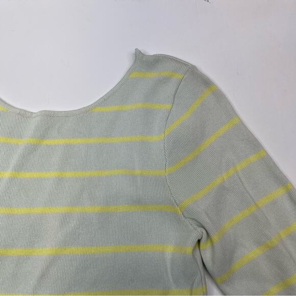 Zara striped cropped sweater light green & yellow - large - Picture 3 of 10